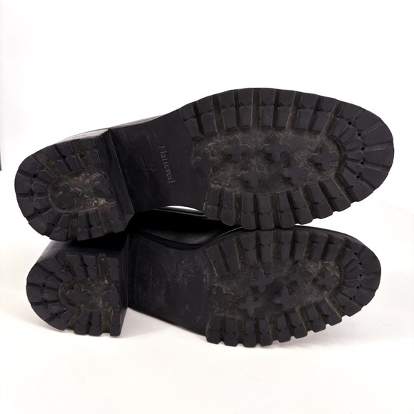 FLATTERED | Saga Black Leather Chunk Lug Sole Heeled Loafers | Sz 10 - Picture 14 of 16